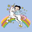 Betty Boop T-shirt Unicorn And Rainbows Adult Light Blue Tee Shirt