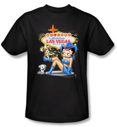 Betty Boop T-shirt Welcome Las Vegas Adult Black Tee Betty Boop T-shirt Welcome Las Vegas Adult Black Tee