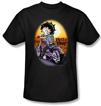 Betty Boop T-shirt Wild Biker Adult Black Tee