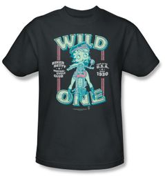 Betty Boop T-shirt Wild One Adult Charcoal Tee Shirt Betty Boop T-shirt Wild One Adult Charcoal Tee Shirt