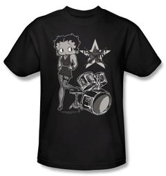 Betty Boop T-shirt With The Band Adult Black Tee Betty Boop T-shirt With The Band Adult Black Tee