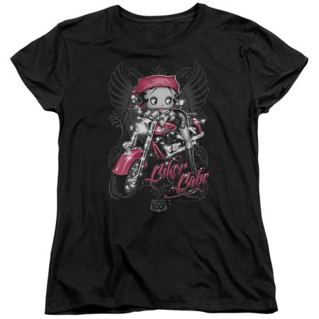 Betty Boop Womens Shirt Biker Babe Black T-Shirt