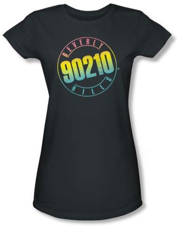 Beverly Hills 90210 Juniors T-shirt Color Bland Logo Charcoal Shirt