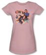 Beverly Hills 90210 Juniors T-shirt TV Show Gang in Logo Pink Shirt