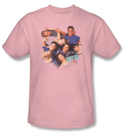 Beverly Hills 90210 T-shirt Gang In Logo Adult Pink Tee Shirt