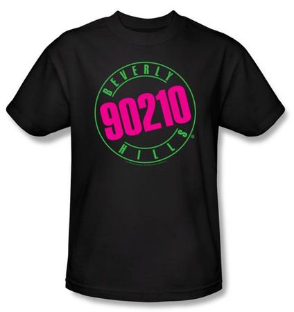 Beverly Hills 90210 T-shirt TV Series Neon Logo Adult Black Tee Shirt