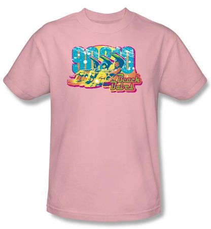 Beverly Hills 90210 T-shirt TV Show Beach Babes Adult Pink Tee Shirt