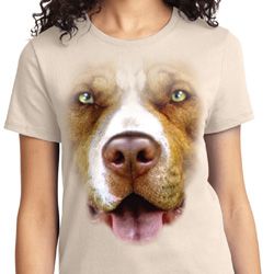 Big Pit Bull Face Ladies Shirts