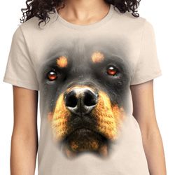 Big Rottweiler Face Ladies Shirts
