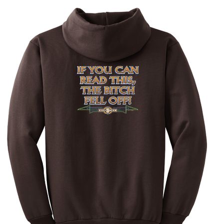 Biker Hoodie Hooded Sweatshirt The Bitch Fell Off Brown Hoody