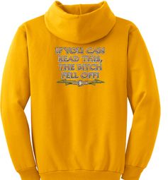 Biker Hoodie Hooded Sweatshirt The Bitch Fell Off Gold Hoody