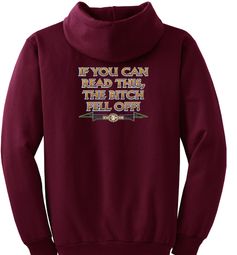 Biker Hoodie Hooded Sweatshirt The Bitch Fell Off Maroon Hoody