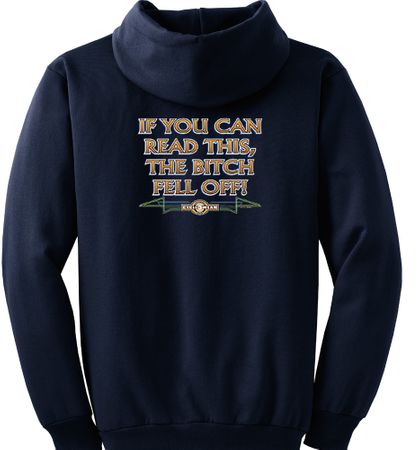 Biker Hoodie Hooded Sweatshirt The Bitch Fell Off Navy Hoody
