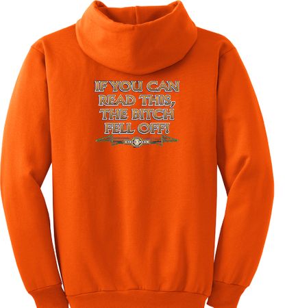 Biker Hoodie Hooded Sweatshirt The Bitch Fell Off Orange Hoody