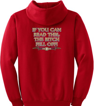 Biker Hoodie Hooded Sweatshirt The Bitch Fell Off Red Hoody