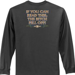 Biker Long Sleeve T-shirt The Bitch Fell Off Adult Charcoal Shirt