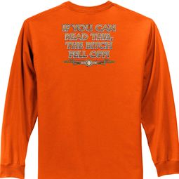 Biker Long Sleeve T-shirt The Bitch Fell Off Adult Orange Shirt