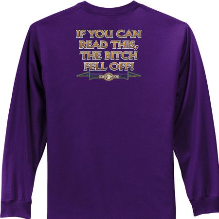Biker Long Sleeve T-shirt The Bitch Fell Off Adult Purple Shirt
