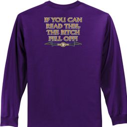 Biker Long Sleeve T-shirt The Bitch Fell Off Adult Purple Shirt