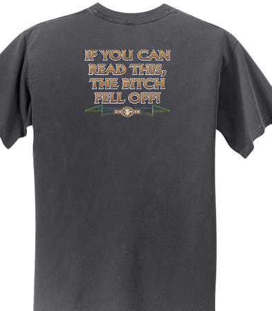 Biker Pigment Dyed T-shirt The Bitch Fell Off Dark Smoke Tee Shirt