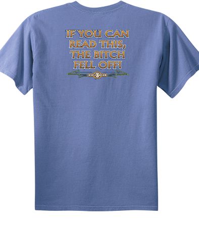 Biker Pigment Dyed T-shirt The Bitch Fell Off Night Blue Tee Shirt