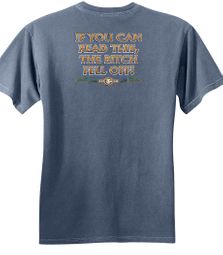 Biker Pigment Dyed T-shirt The Bitch Fell Off Scotland Blue Tee Shirt