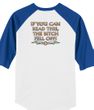 Biker Raglan T-shirt The Bitch Fell Off Adult White/Royal Shirt