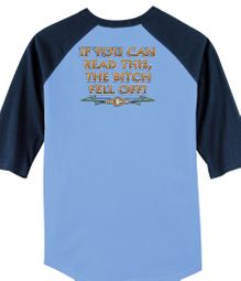 Biker Raglan T-shirt The Bitch Fell Off Carolina Blue/Navy Shirt