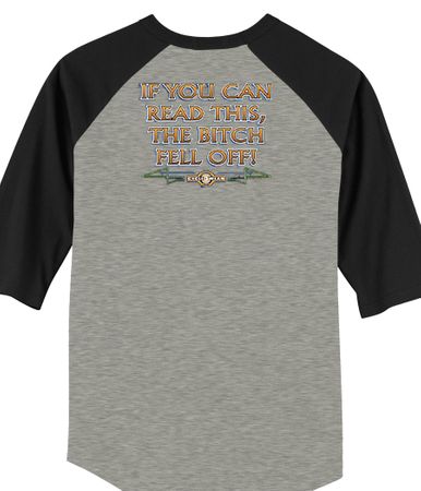 Biker Raglan T-shirt The Bitch Fell Off Heather Grey/Black Shirt