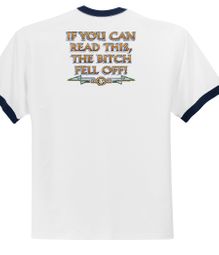 Biker Ringer T-shirt The Bitch Fell Off Adult White/Navy Shirt