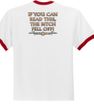 Biker Ringer T-shirt The Bitch Fell Off Adult White/Red Shirt
