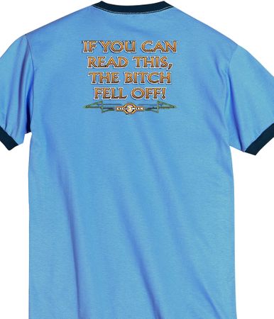 Biker Ringer T-shirt The Bitch Fell Off Carolina Blue/Navy Shirt