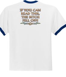 Biker Ringer T-shirt The Bitch Fell Off White/Royal Shirt