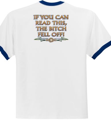 Biker Ringer T-shirt The Bitch Fell Off White/Royal Shirt