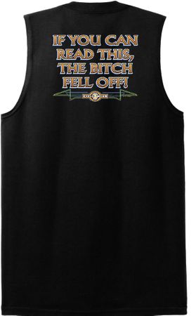 Biker Shooter T-Shirt The Bitch Fell Off Black Muscle Shirt