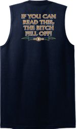 Biker Shooter T-Shirt The Bitch Fell Off Navy Muscle Shirt Biker Shooter T-Shirt The Bitch Fell Off Navy Muscle Shirt