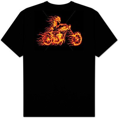 Biker T-shirt - Biker on Fire Adult Tee