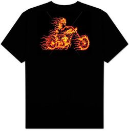 Biker T-shirt - Biker on Fire Adult Tee