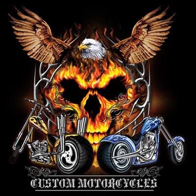 Biker T-shirt - Eagle Skull Rides Tee