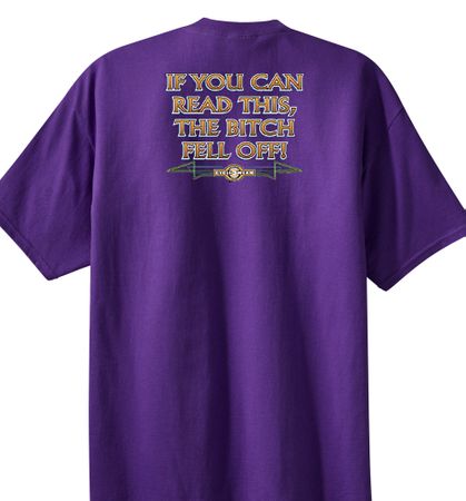 Biker T-shirt If You Can Read This, The Bitch Fell Off Purple Shirt