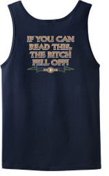 Biker Tank Top If You Can Read This, The Bitch Fell Off Navy Tanktop