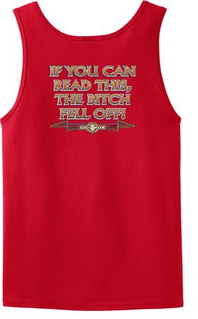 Biker Tank Top If You Can Read This, The Bitch Fell Off Red Tanktop