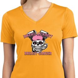 Bikers Against Breast Cancer Ladies Moisture Wicking V-neck Shirt