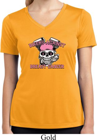 Bikers Against Breast Cancer Ladies Moisture Wicking V-neck Shirt