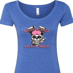 Bikers Against Breast Cancer Ladies Scoop Neck Shirt