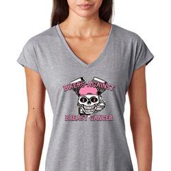 Bikers Against Breast Cancer Ladies Tri Blend V-Neck Shirt