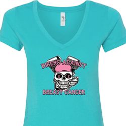 Bikers Against Breast Cancer Ladies V-Neck Shirt