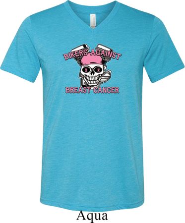 Bikers Against Breast Cancer Mens Tri Blend V-neck Shirt
