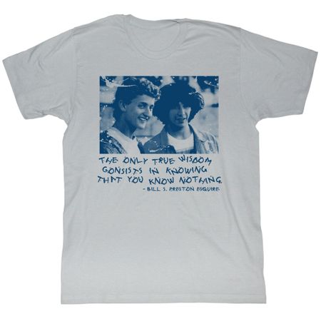 Bill And Ted Shirt Knowing Nothing Halftone Grey Tee T-Shirt