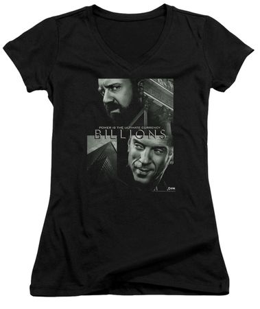 Billions Juniors V Neck Shirt Currency Poster Black T-Shirt